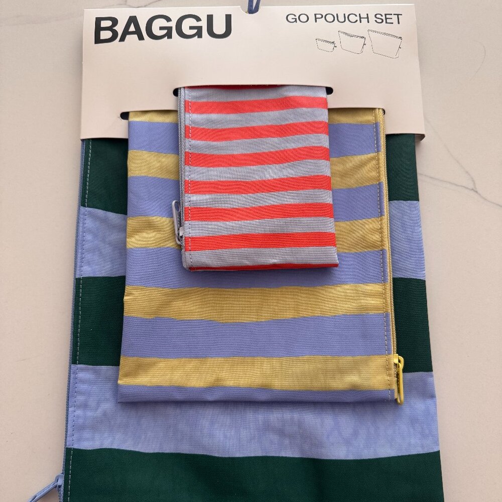 NEW - Baggu Go Pouch Set of 3 - Painted Stripe